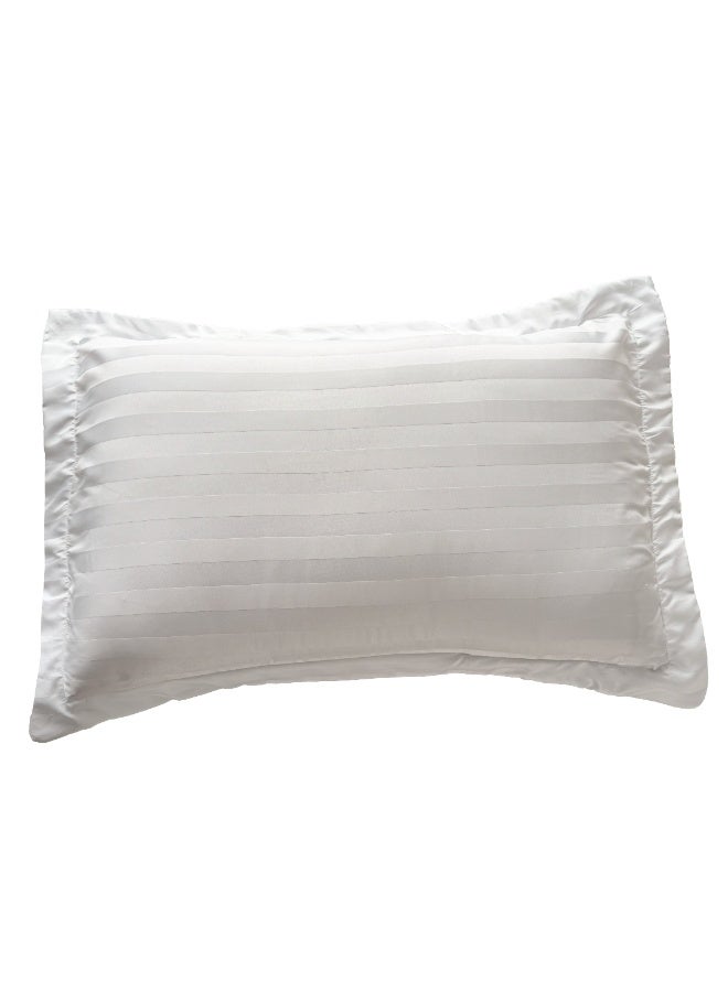 Santaoche Home Microfiber 3cm satin stripe Hotel Comforter Sets, Fits 200 cm x 200 cm Size Bed, Duvet Filling Included, 6 Pcs King Size (White, 200 x 200 cm) - Image 3